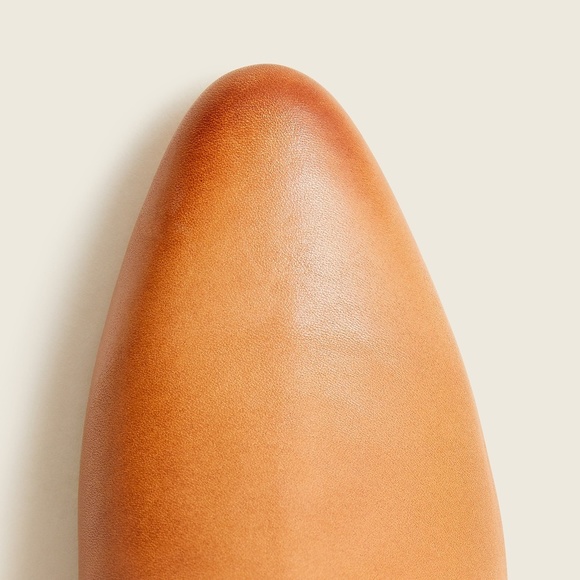 New JCREW Leather High-Shaft Stacked-Heel Boots Rich Caramel - Picture 3 of 8